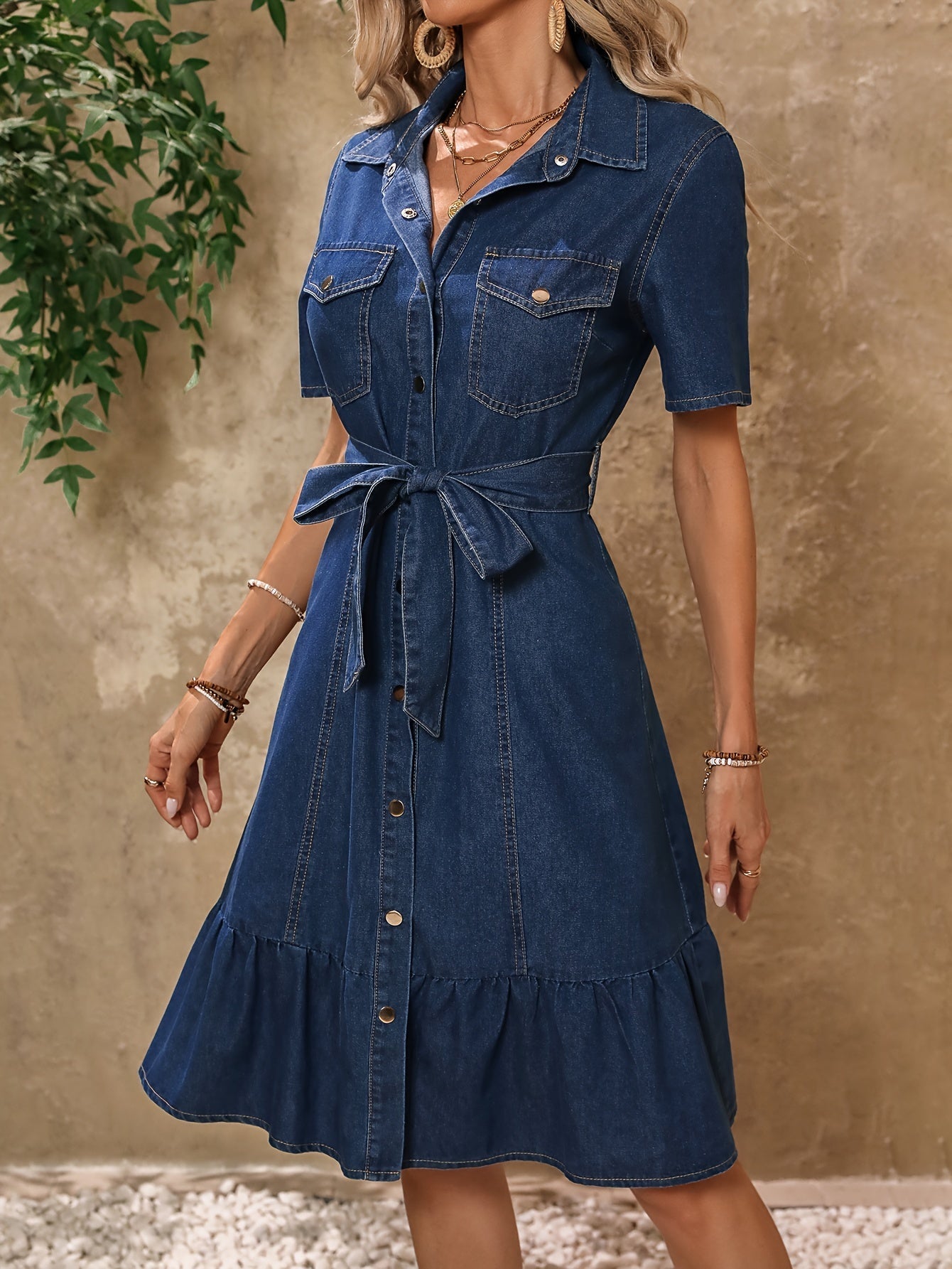 Robe en jean - Moderne avec ceinture - Coton bleu - Parfaite pour toutes les occasions