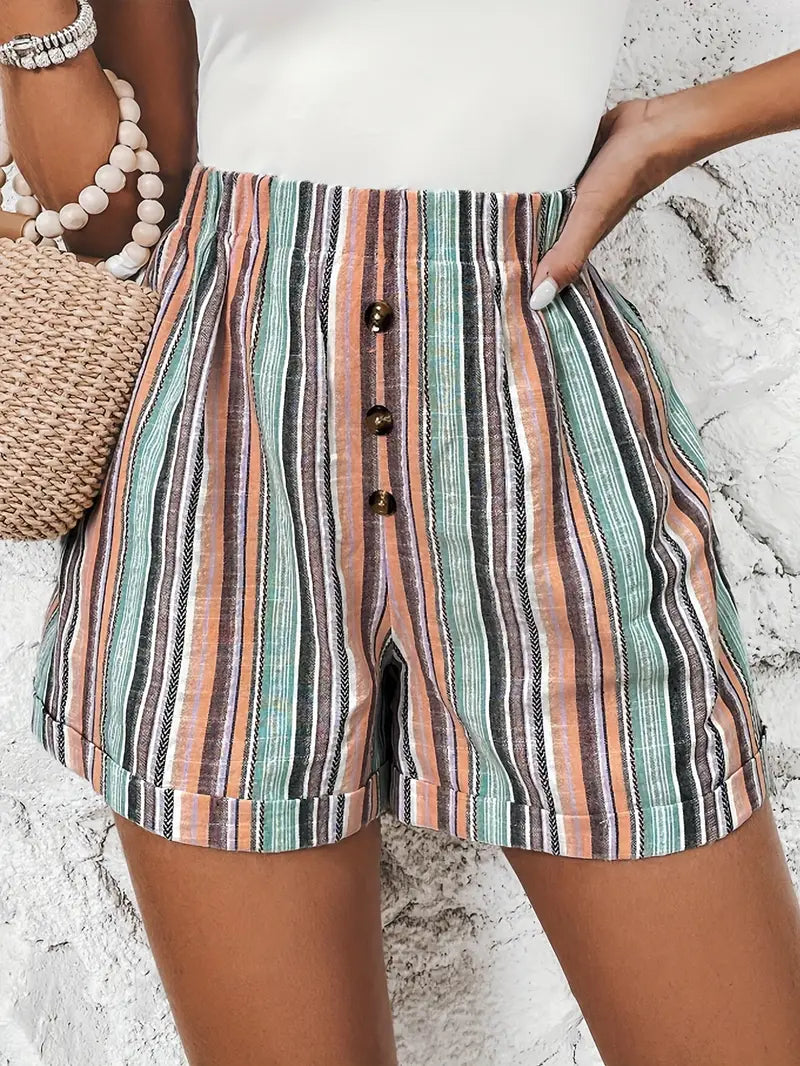 Maggie - High waist shorts met contrasterende strepen