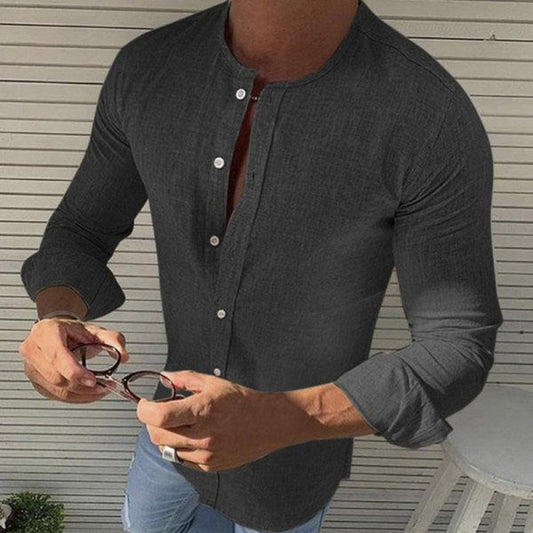 Chemise élégante en coton à manches longues pour homme