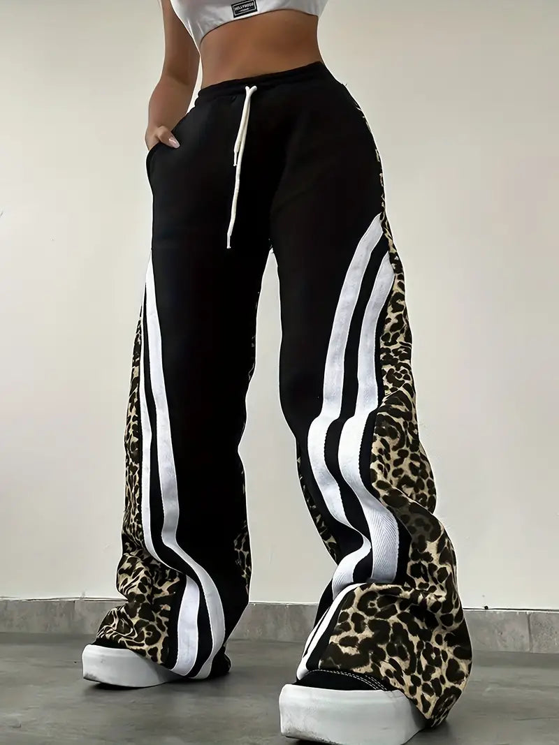 Beverly - Leopard Print Fleece Lined Women's Trousers