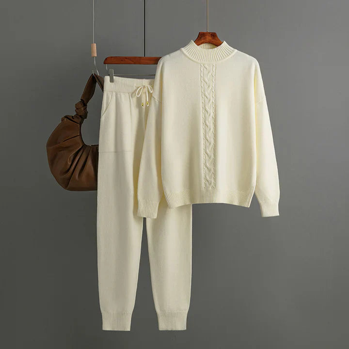 Josephine - Winter set of knitted top and pants with half turtleneck