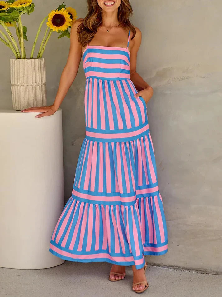 Alexandra - Elegant sexy striped dress