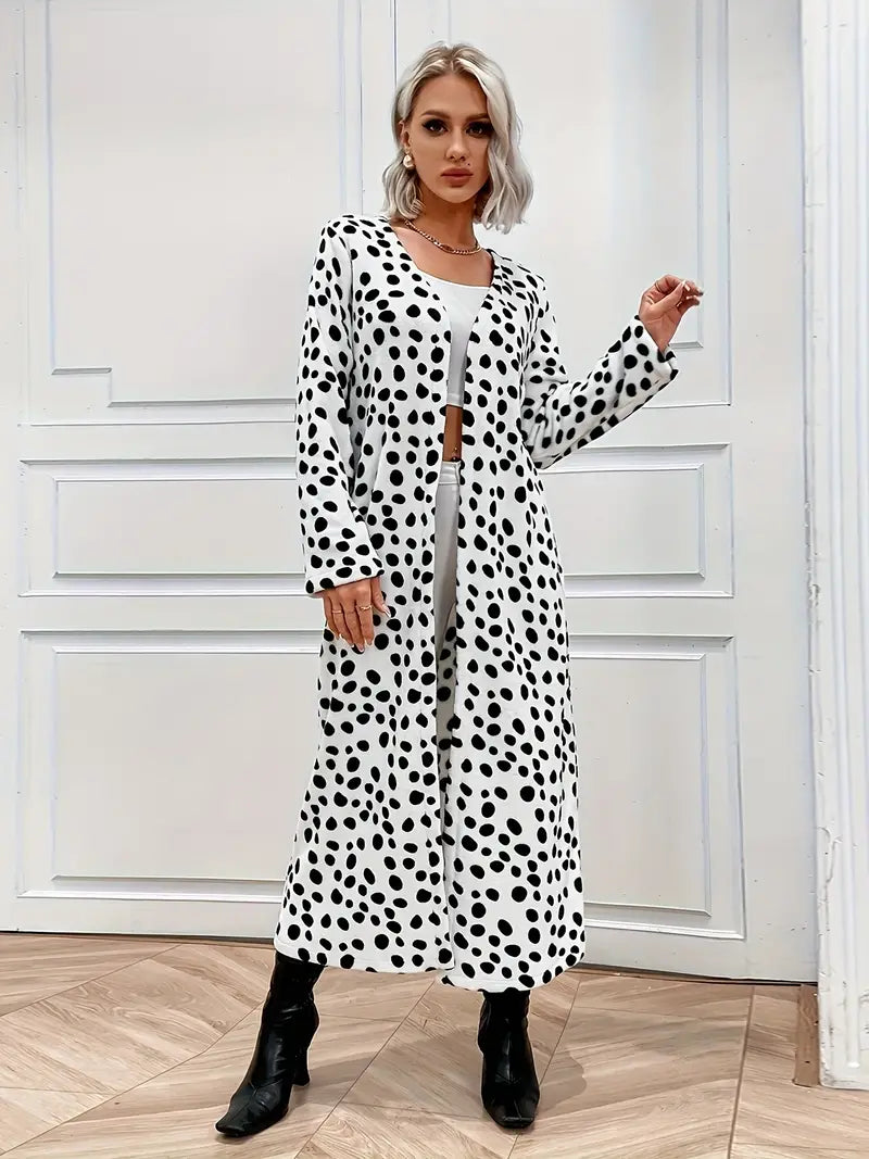 Clara - Dalmatiër Print Midi Lengte Cardigan