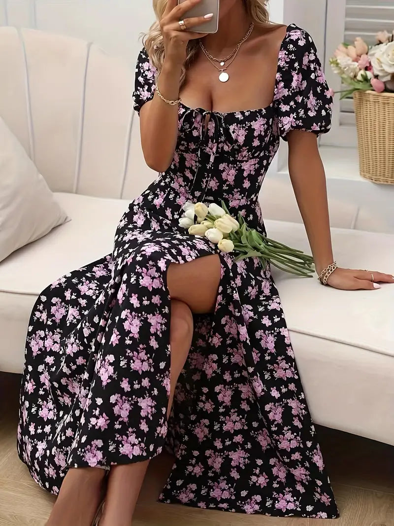 Adalie - Robe chic fendue pour le printemps et l'été