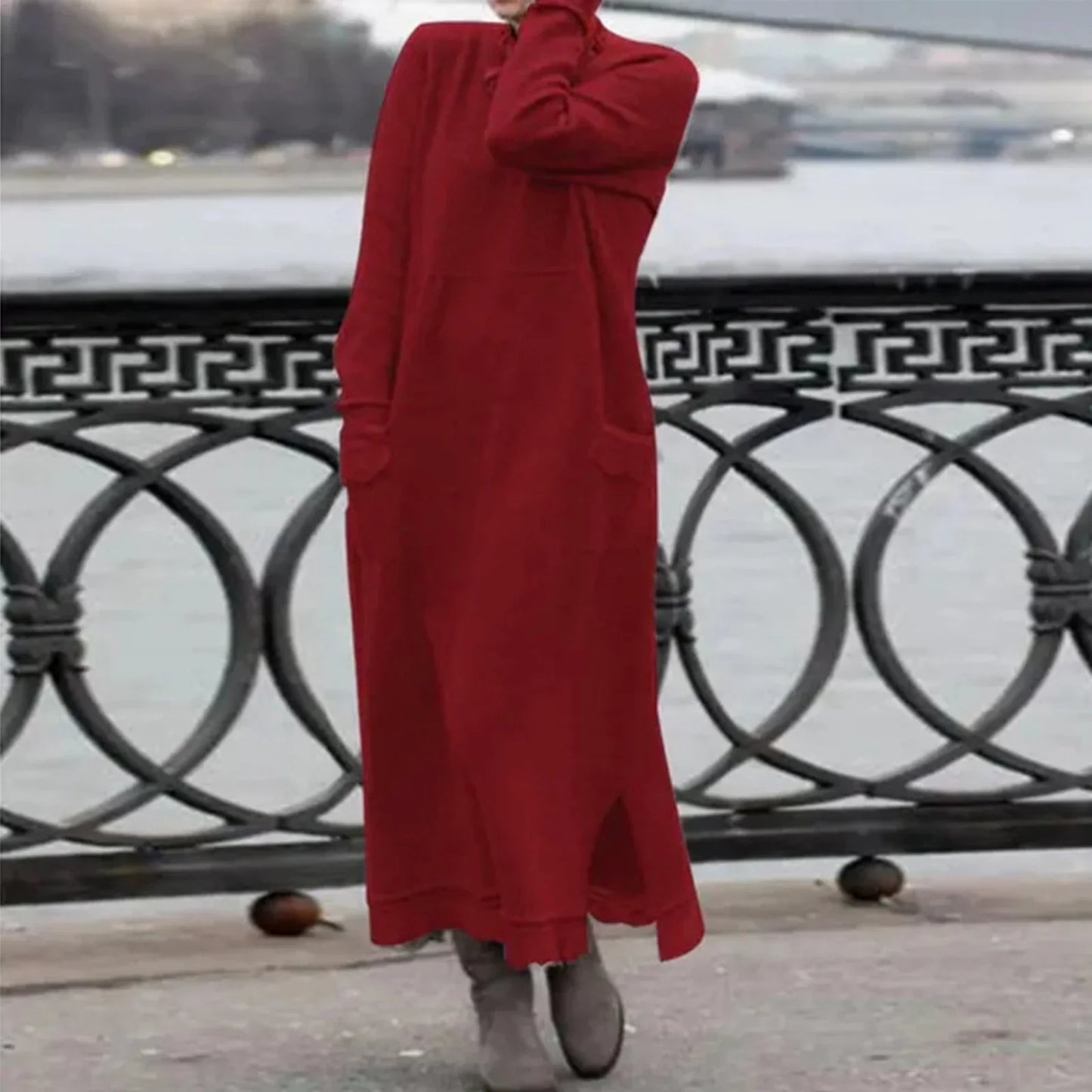 Penelope - Round Neck Long Sleeve Winter Dress