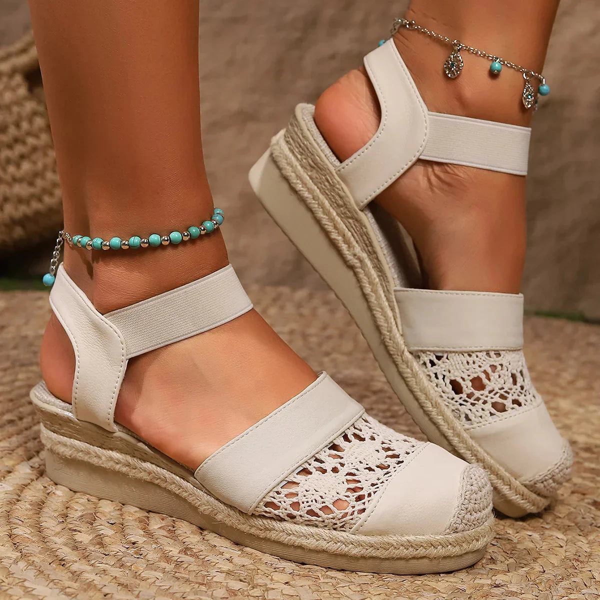 Estelle - Closed Toe Wedge Heel Sandals