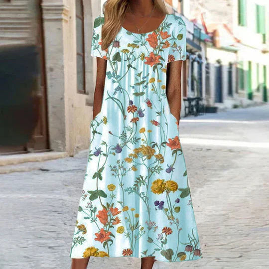 Heirich - Summer dress with bohemian floral pattern 