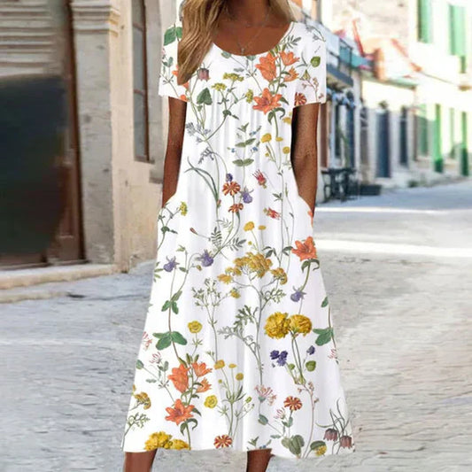 Heirich - Summer dress with bohemian floral pattern 