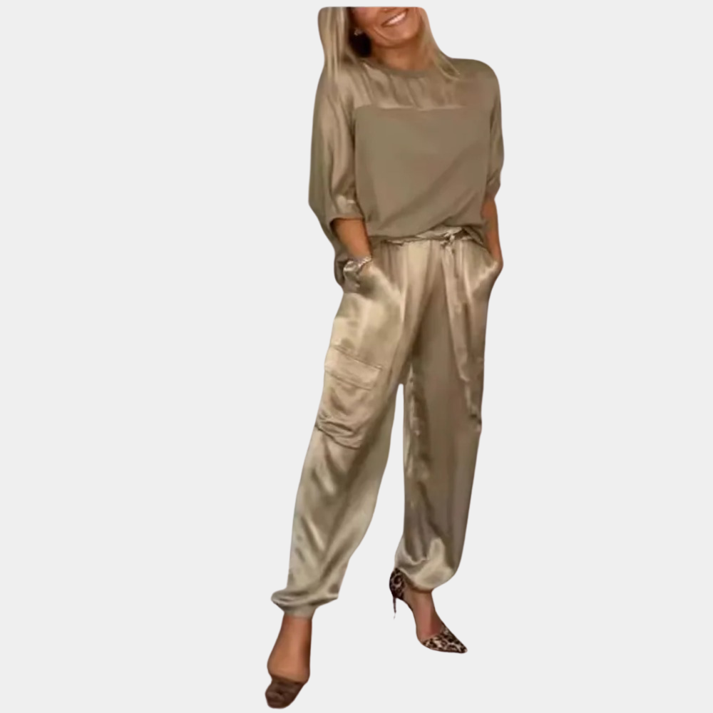 Danika - ensemble chic en satin élégant [haut+pantalon]