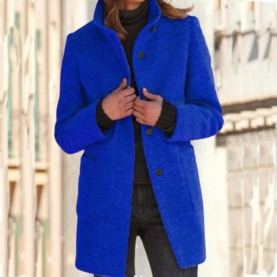 Elegant standing collar coat for women - Camille