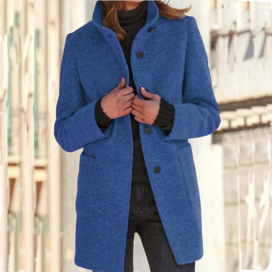 Elegant standing collar coat for women - Camille