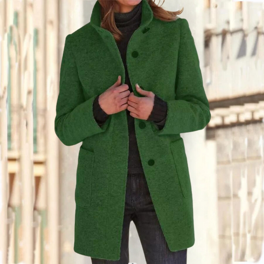 Elegant standing collar coat for women - Camille