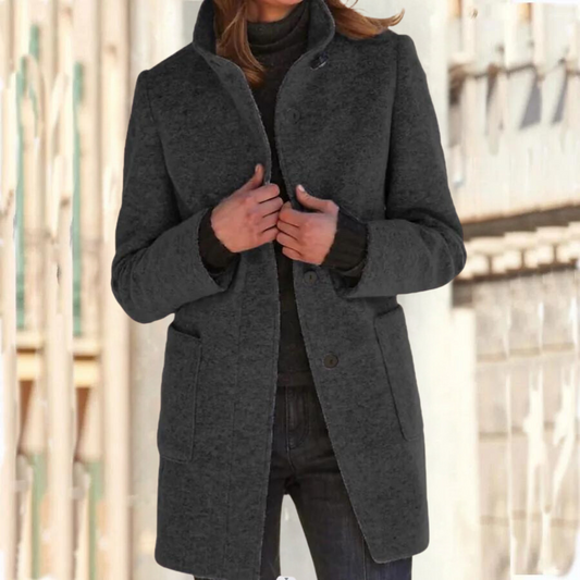 Elegant standing collar coat for women - Camille