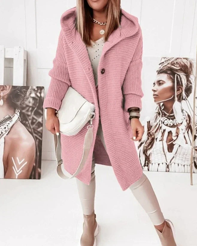 Genevieve - Casual Knitted Hooded Cardigan