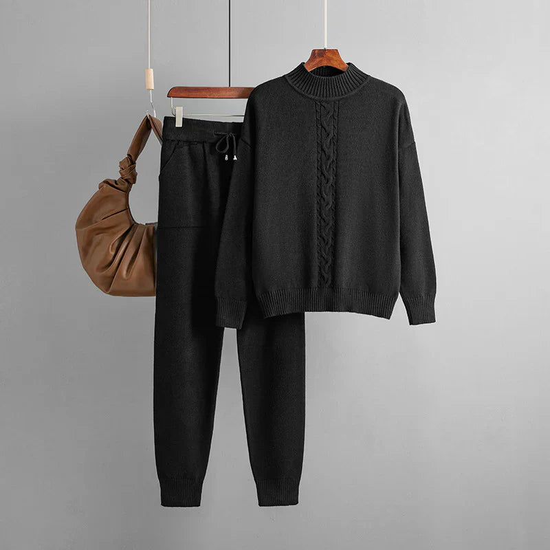 Josephine - Winter set of knitted top and pants with half turtleneck