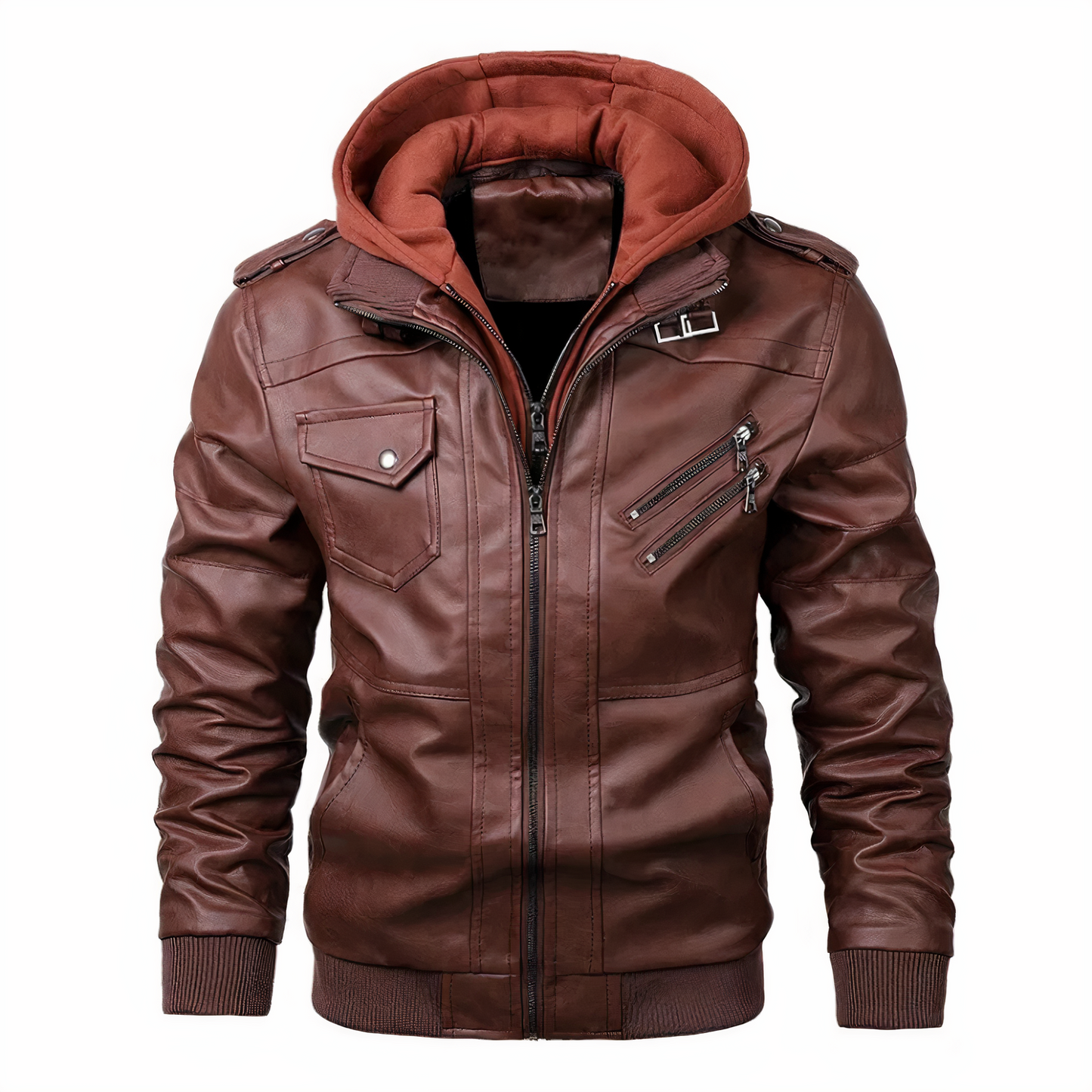 Men's Faux Leather Motorcycle Jacket - Grant