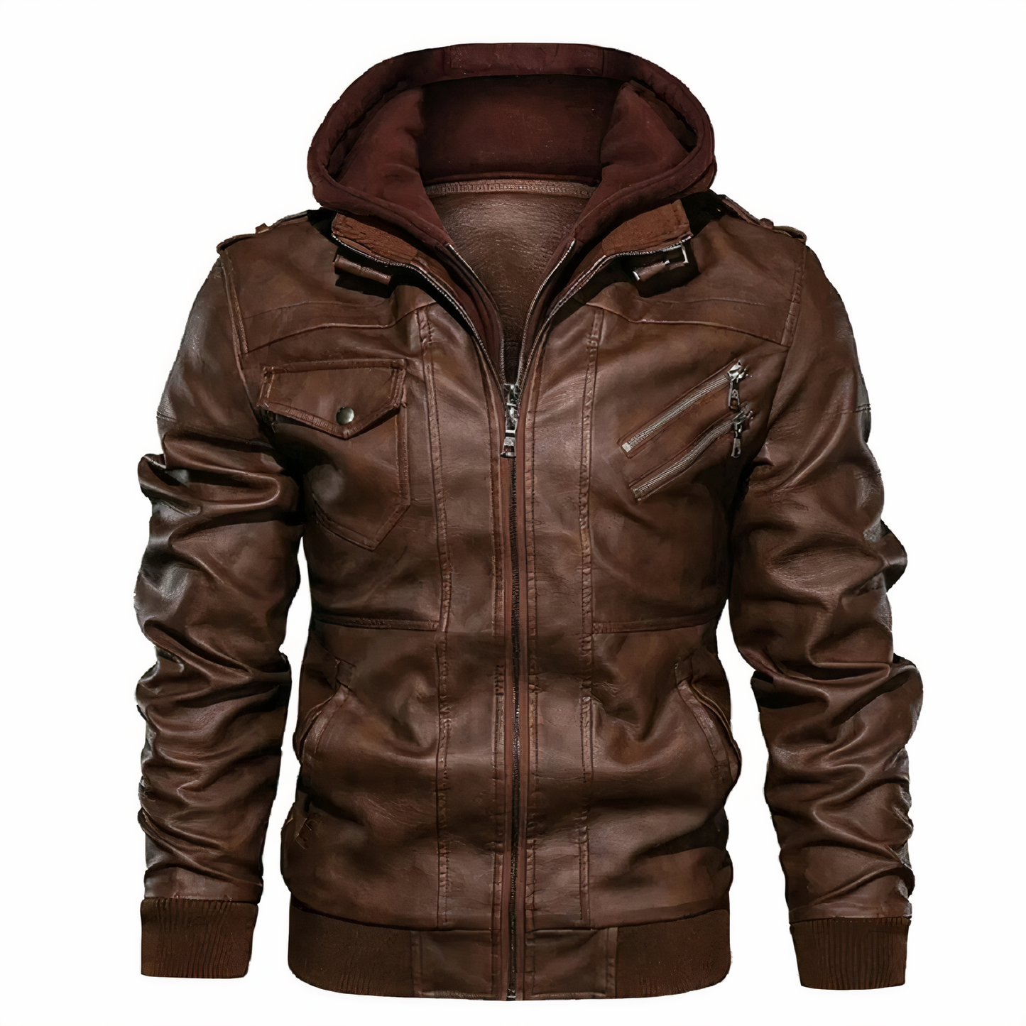 Men's Faux Leather Motorcycle Jacket - Grant