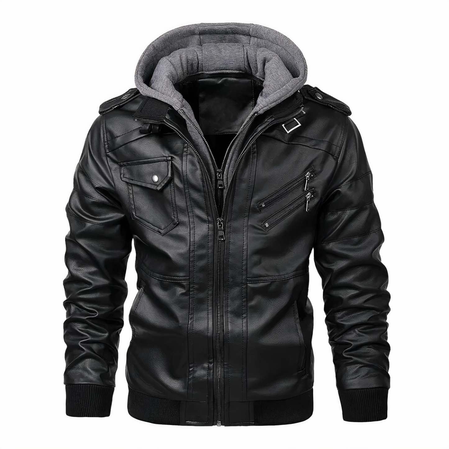 Men's Faux Leather Motorcycle Jacket - Grant