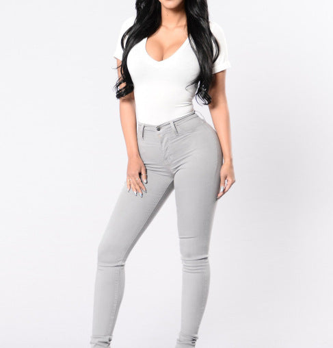 Adeline - casual elastische jeans met hoge taille