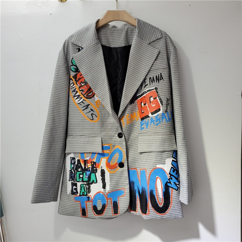 Oversized blazer met tekst