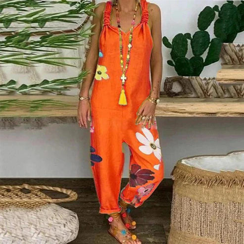 Carissa - Rugloze jumpsuit met bloemenprint