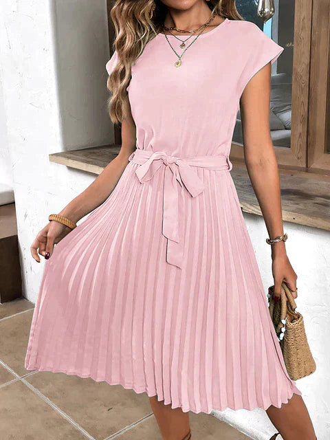 Constance - Short Sleeve Pleated Summer Dress