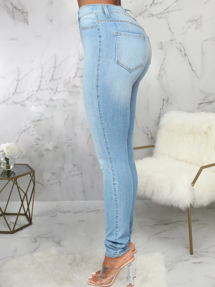 Adeline - casual elastische jeans met hoge taille