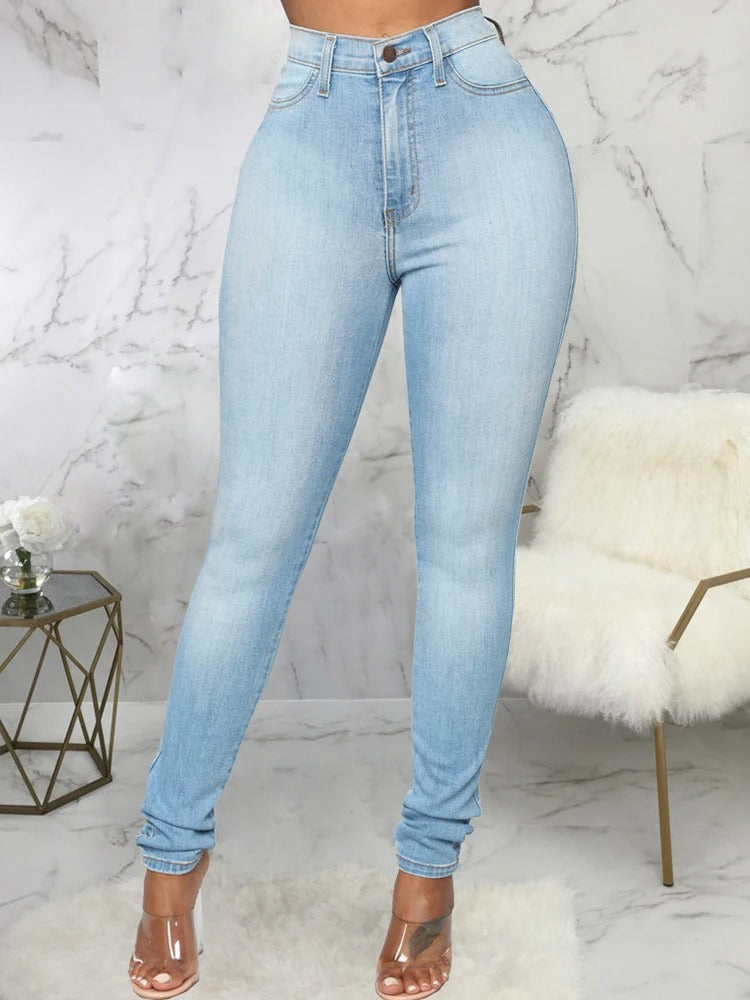 Adeline - casual elastische jeans met hoge taille