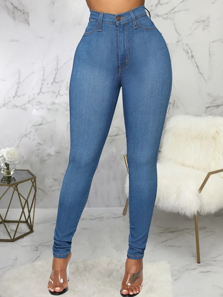 Adeline - casual elastische jeans met hoge taille