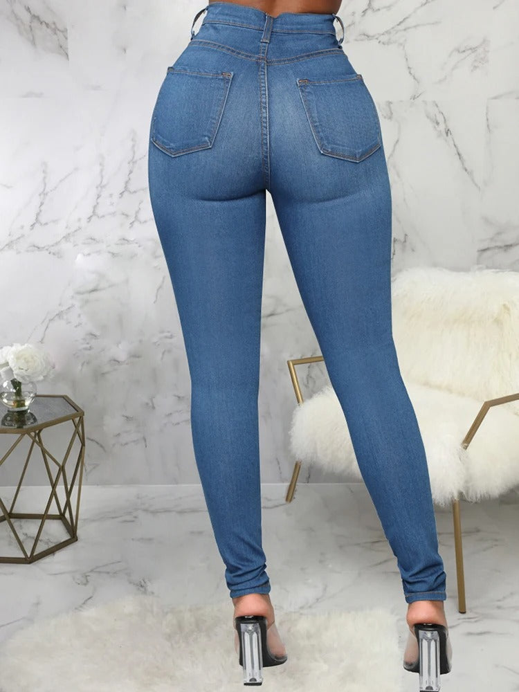 Adeline - casual elastische jeans met hoge taille