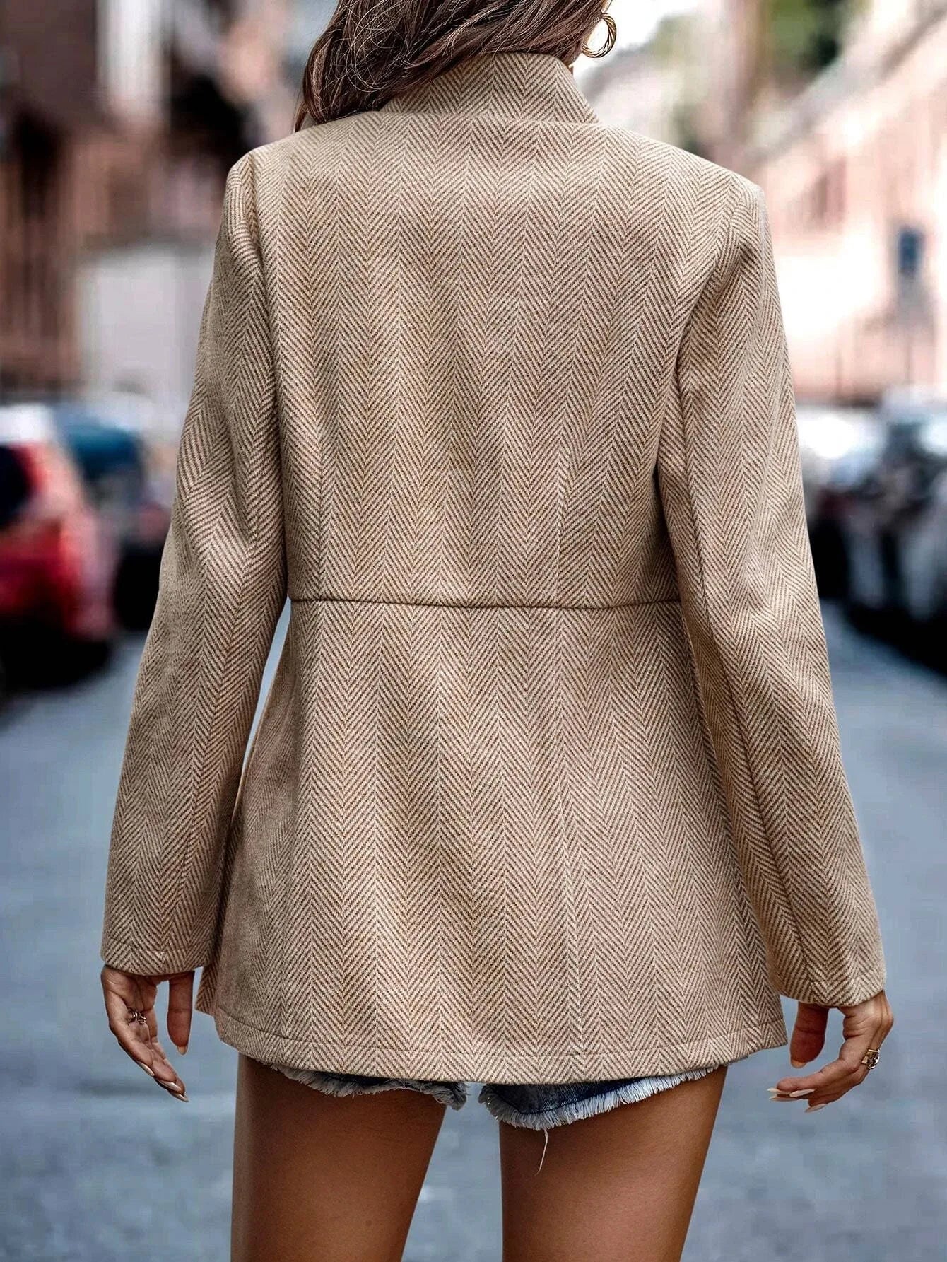 Sophie - Wool Coat with Open Stitching