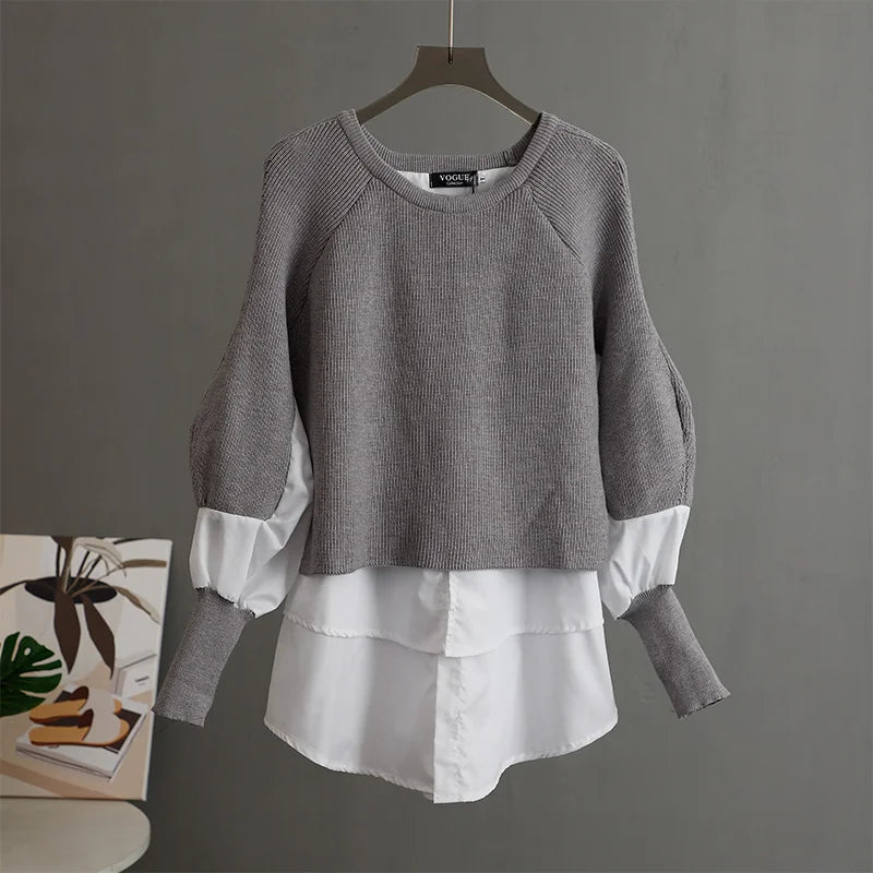 Nadine - Vintage Round Neck Knitted Women's Sweater