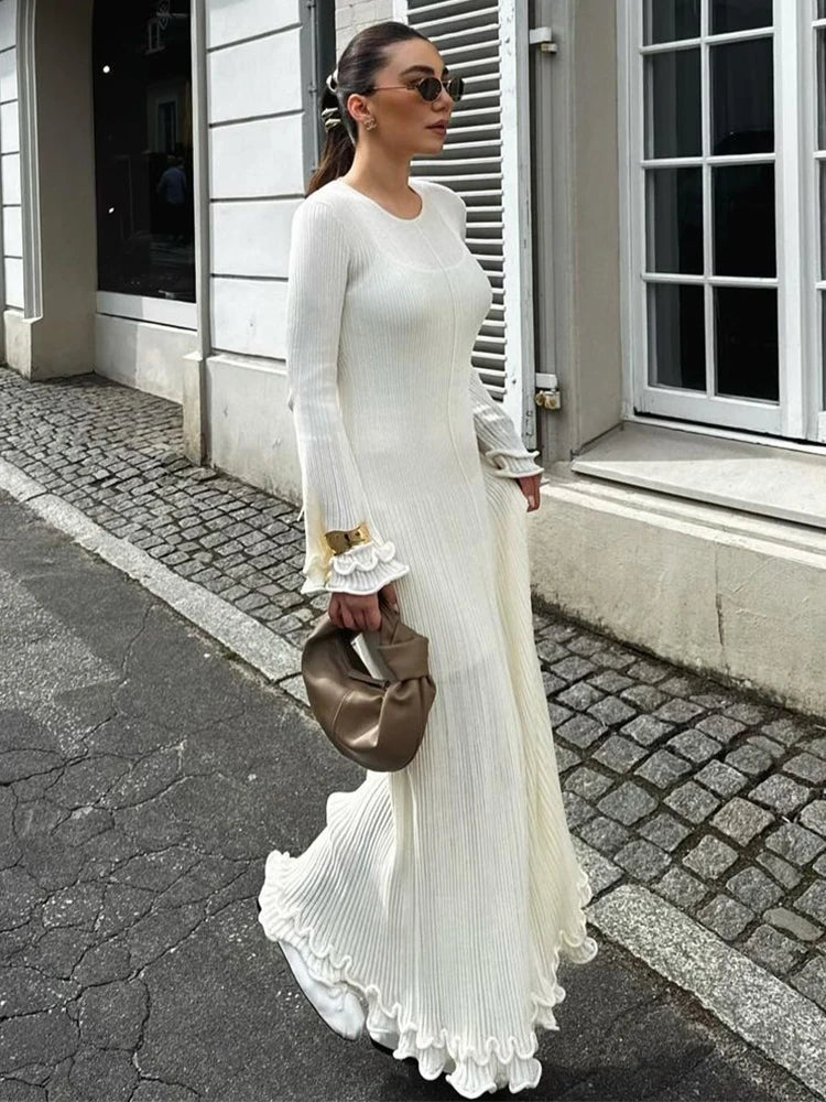 Laura - Knitted maxi dresses with ruffles