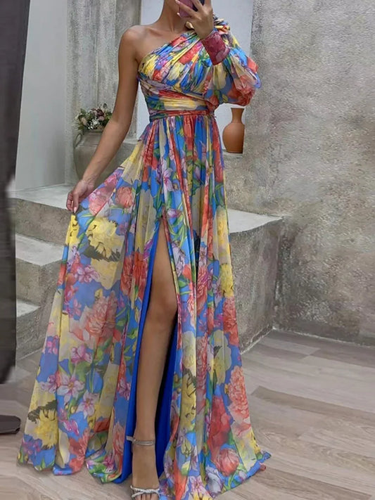 Flora - An off-the-shoulder fashionable maxi dress