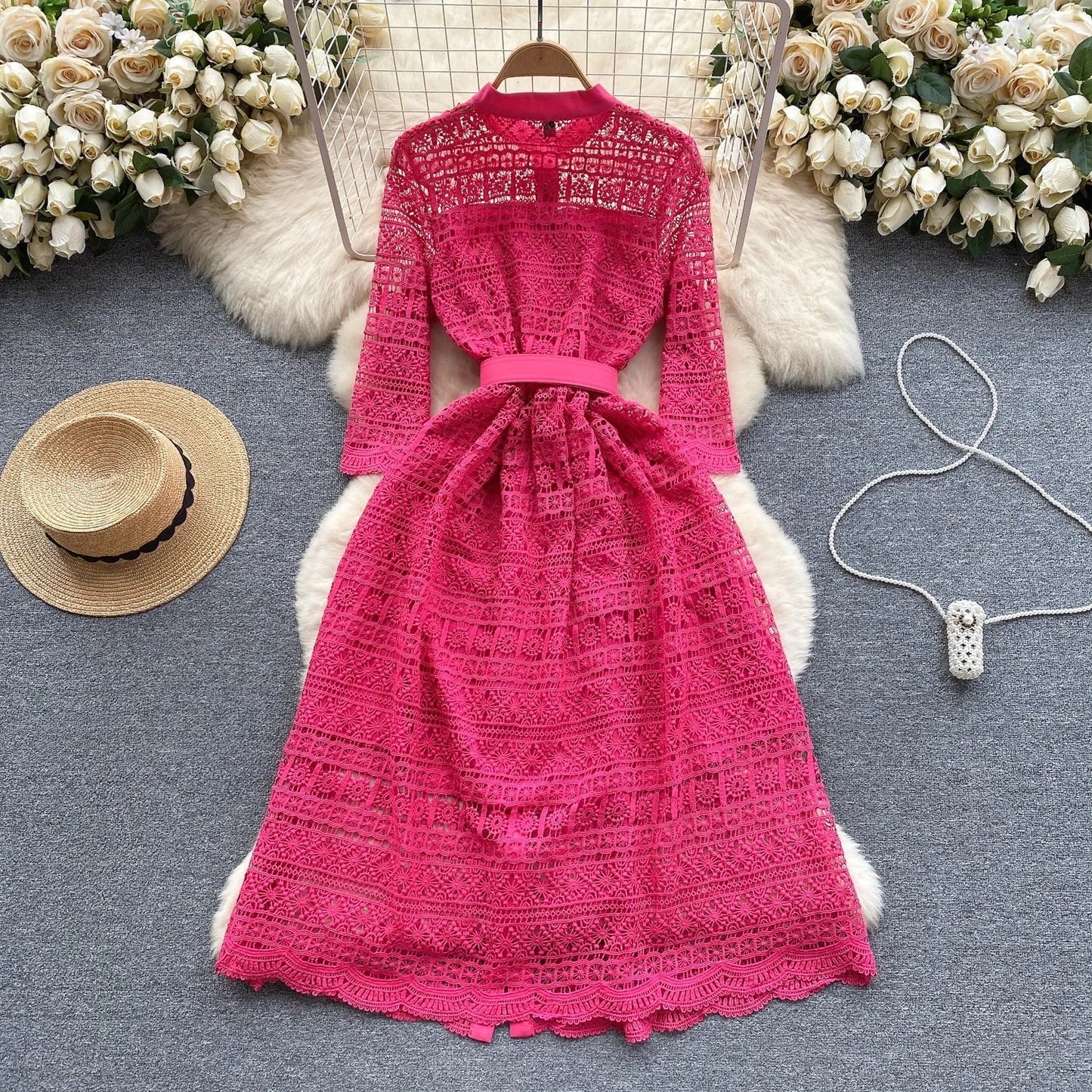 Clara - Embroidered Hollow Out Dress