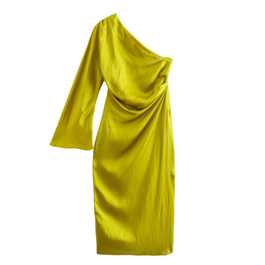 One shoulder satin dress