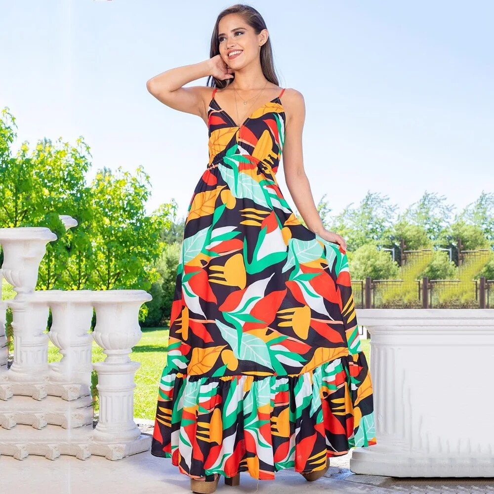 Georgia - Robe longue à motifs tropicaux