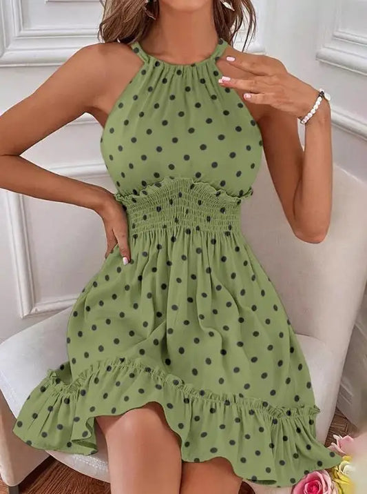 Agnes - Sexy sleeveless casual dress in halter style