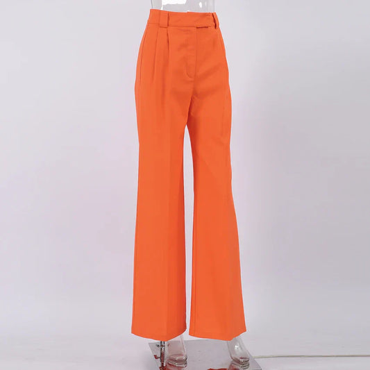 Evelien | Orange linen women's trousers