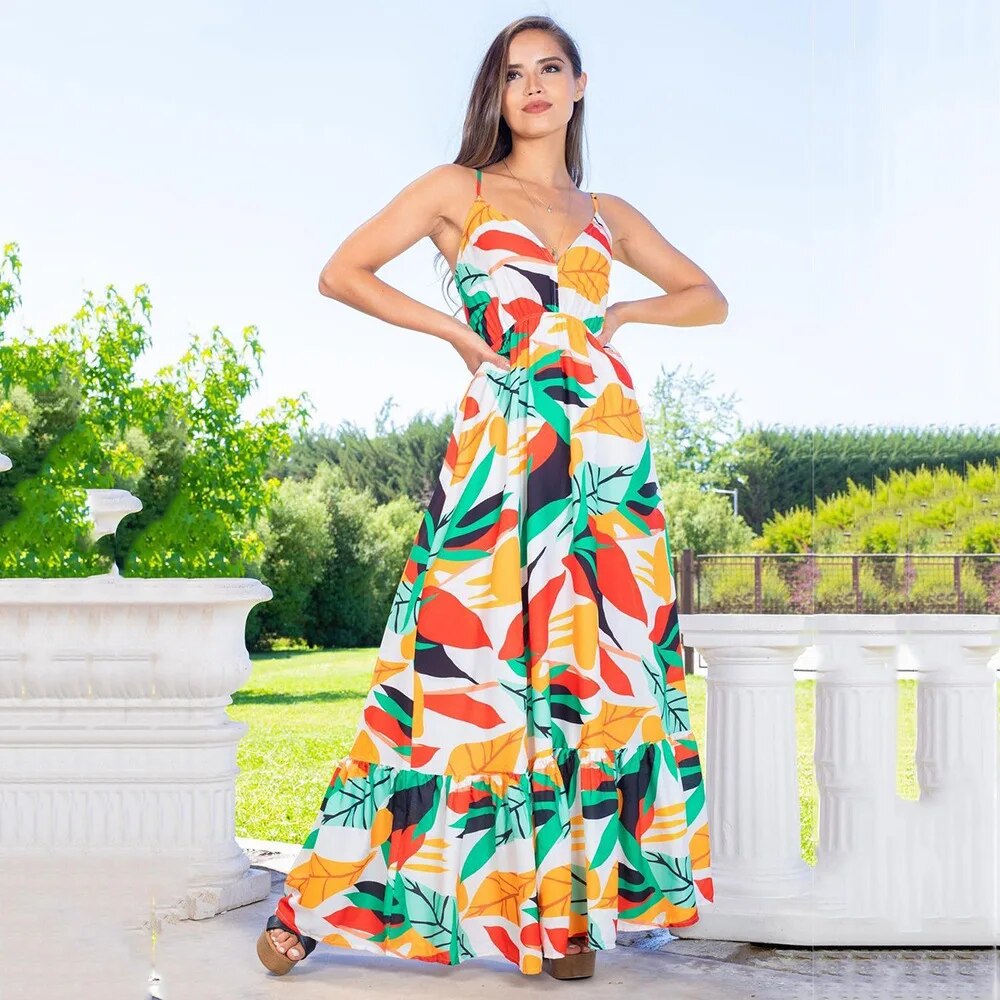 Georgia - Tropical Pattern Maxi Dress