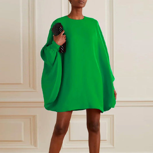 Oversized dress with batwing sleeves