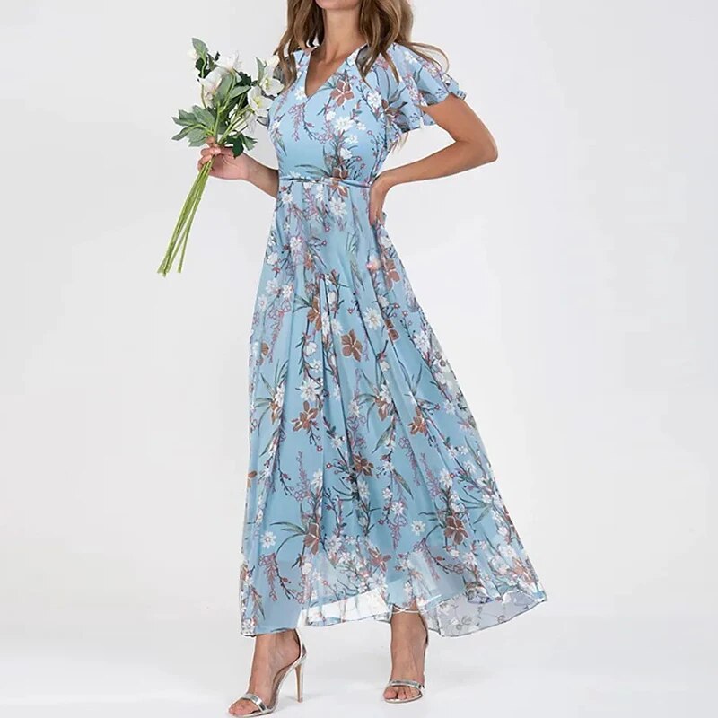 Josephine - Lange zomerjurk met bloemenpatroon