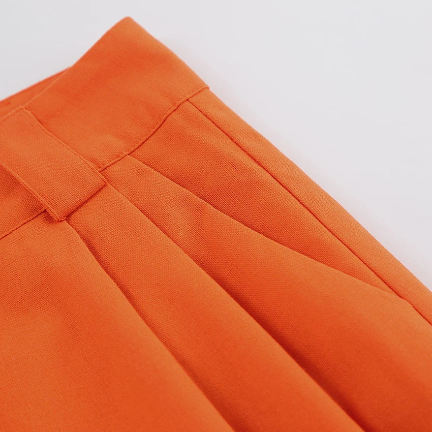 Evelien | Pantalon femme en lin orange