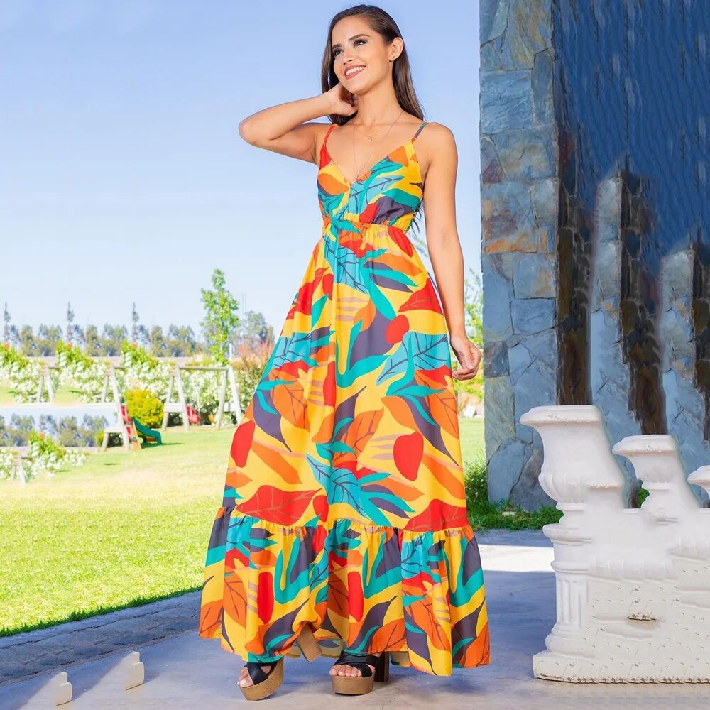 Georgia - Robe longue à motifs tropicaux