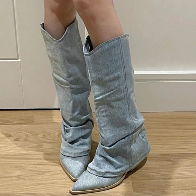 Polly - Bottes en jean au genou