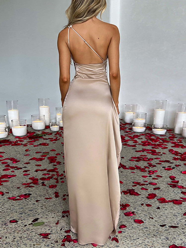 Satin one shoulder dress