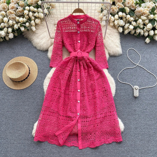 Clara - Embroidered Hollow Out Dress