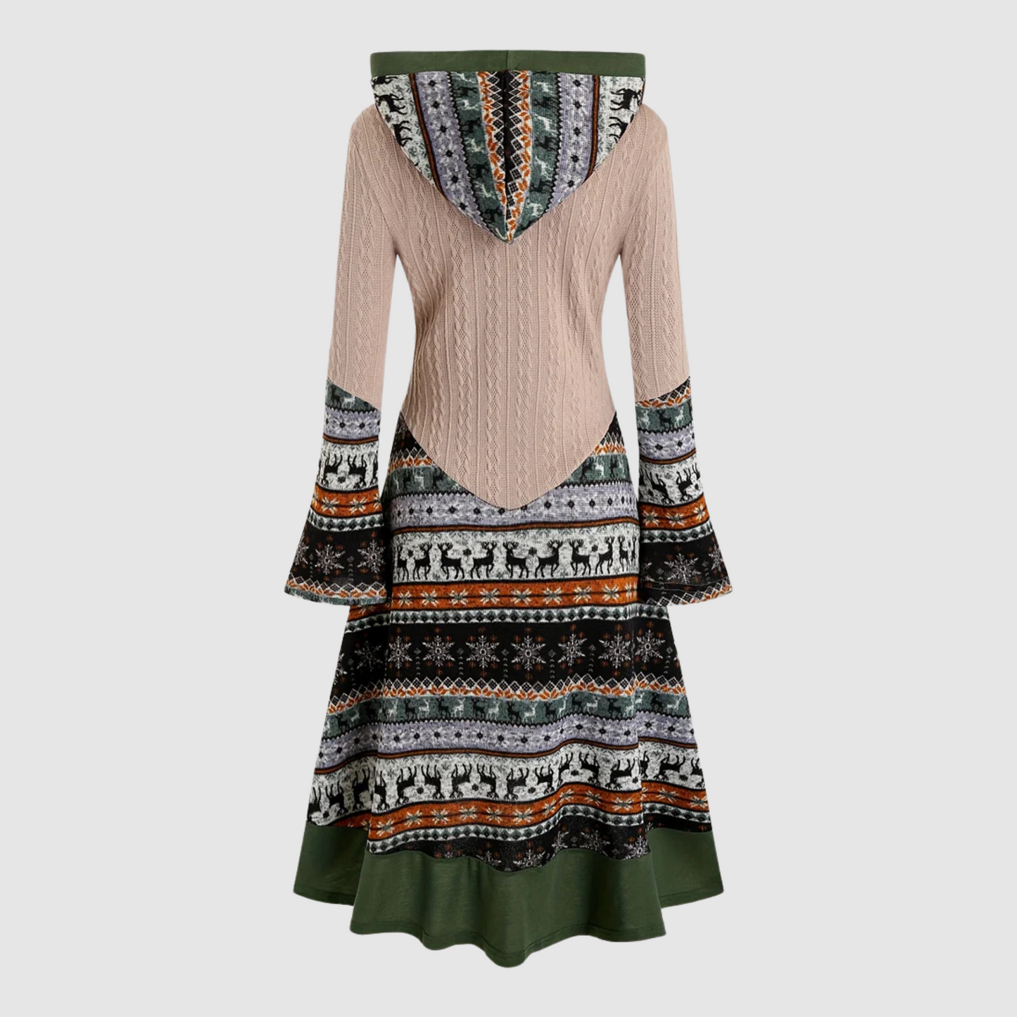 Betty - Knitted dress with hood and elk print