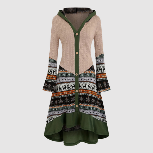 Betty - Knitted dress with hood and elk print