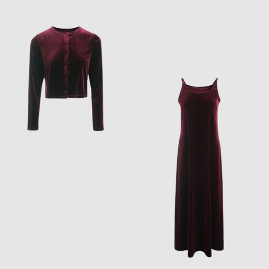 Jane - Vest and dress set with velvet straps